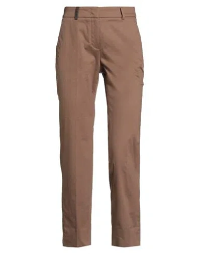 Peserico Woman Pants Brown Size 2 Cotton, Elastane