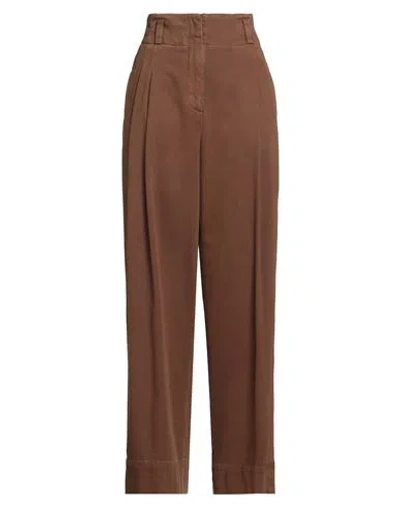 Peserico Woman Pants Brown Size 6 Cotton, Elastane