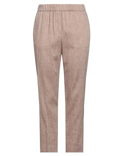 Peserico Woman Pants Light Brown Size 10 Virgin Wool, Linen