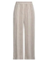 Peserico Striped Linen Trousers In Brown