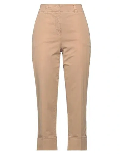 Peserico Woman Pants Camel Size 12 Cotton, Elastane In Beige