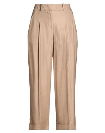 Peserico Woman Pants Camel Size 4 Viscose, Linen In Brown