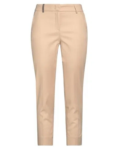 Peserico Woman Pants Camel Size 8 Cotton, Viscose, Elastane In Beige