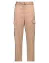 Peserico Woman Pants Camel Size 12 Viscose, Cupro In Beige