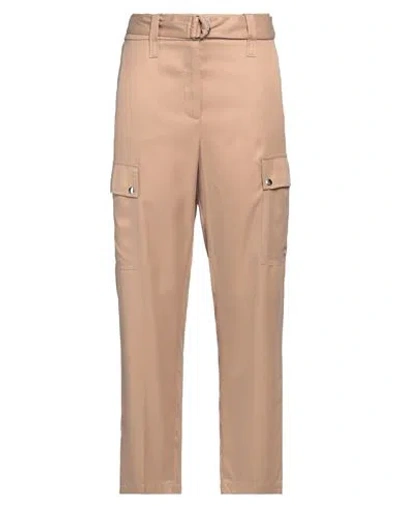 Peserico Woman Pants Camel Size 12 Viscose, Cupro In Beige