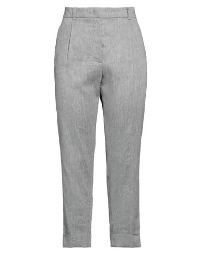 Peserico Woman Pants Charcoal Size 14 Linen, Virgin Wool In Grey
