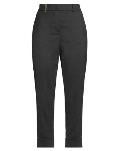 Peserico Woman Pants Charcoal Size 4 Wool, Polyester, Elastane In Black