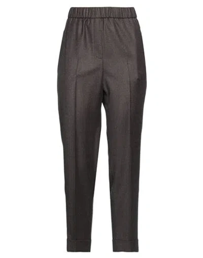 Peserico Woman Pants Charcoal Size 8 Virgin Wool, Polyamide, Metallic Fiber In Grey
