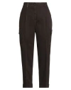 Peserico Woman Pants Chocolate Brown Size 10 Cotton, Elastane In Black