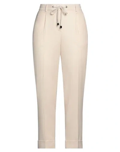 Peserico Easy Woman Pants Cream Size 10 Virgin Wool, Merino Wool, Cashmere In White