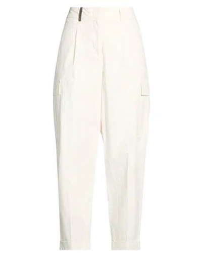 Peserico Woman Pants Cream Size 12 Cotton, Elastane In White