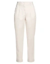 Peserico Woman Pants Cream Size 12 Cotton, Tencel, Silk, Elastane In White