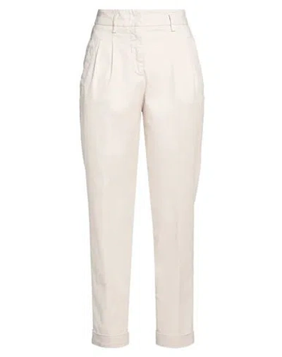 Peserico Woman Pants Cream Size 12 Cotton, Tencel, Silk, Elastane In White