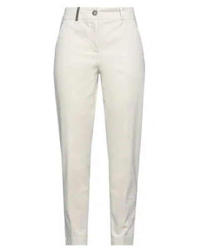Peserico Woman Pants Cream Size 2 Cotton, Elastane In White