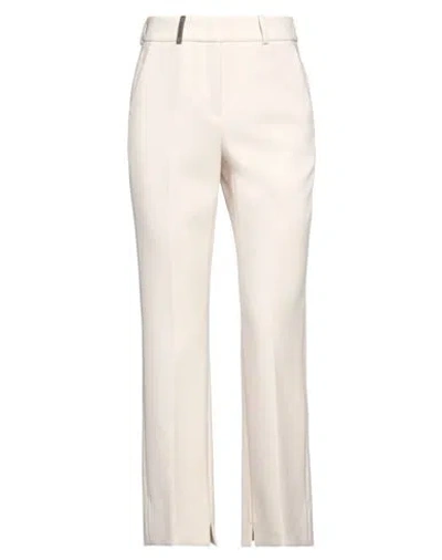 Peserico Woman Pants Cream Size 2 Polyester, Viscose, Cotton, Elastane In White