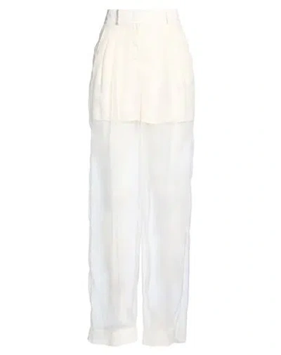 Peserico Woman Pants Cream Size 4 Silk, Nylon In White