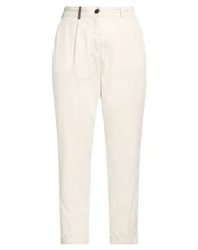 Peserico Woman Pants Cream Size 8 Cotton, Elastane In Neutral