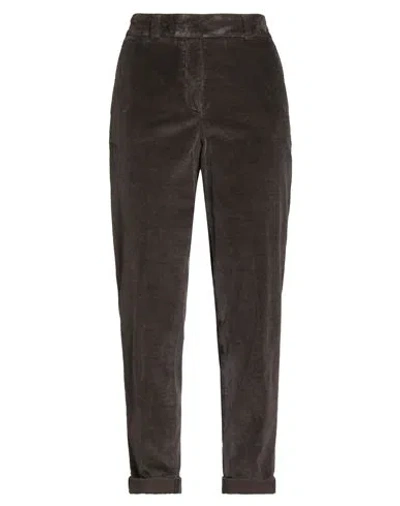 Peserico Woman Pants Dark Brown Size 12 Cotton, Modal, Elastane In Gray