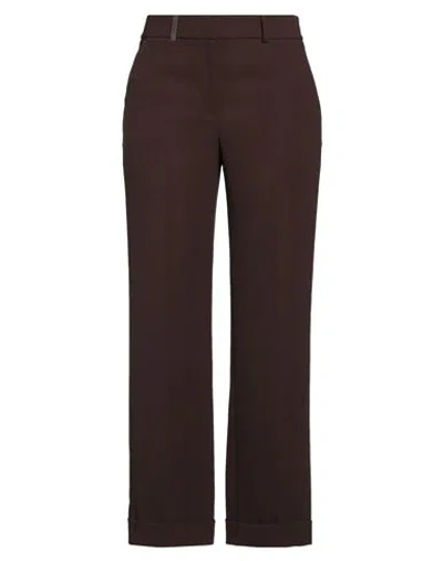 Peserico Woman Pants Dark Brown Size 12 Polyester