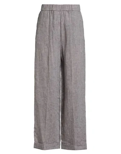 Peserico Woman Pants Dark Brown Size 2 Linen In Gray