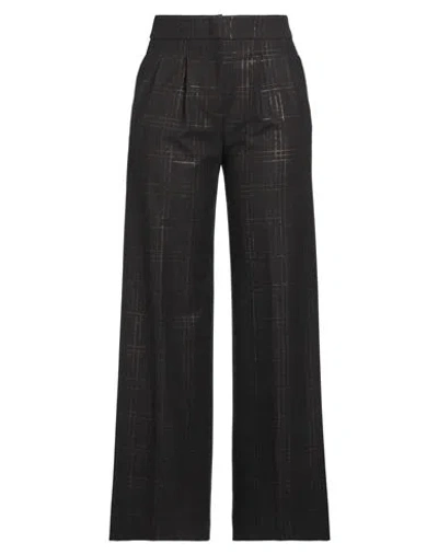 Peserico Woman Pants Dark Brown Size 6 Virgin Wool, Synthetic Fibers, Viscose, Elastane, Metallic Po