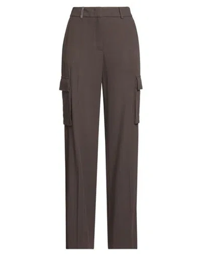 Peserico Woman Pants Dark Brown Size 6 Viscose, Virgin Wool