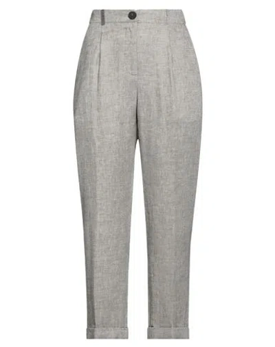 Peserico Woman Pants Dark Brown Size 8 Linen