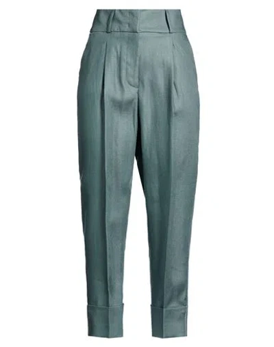 Peserico Woman Pants Deep Teal Size 14 Linen In Green