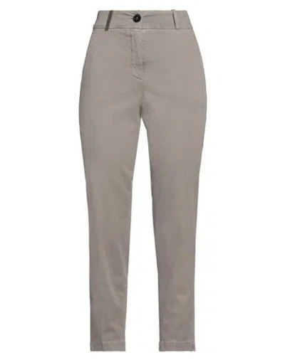 Peserico Woman Pants Taupe Size 6 Cotton, Elastane In Grey