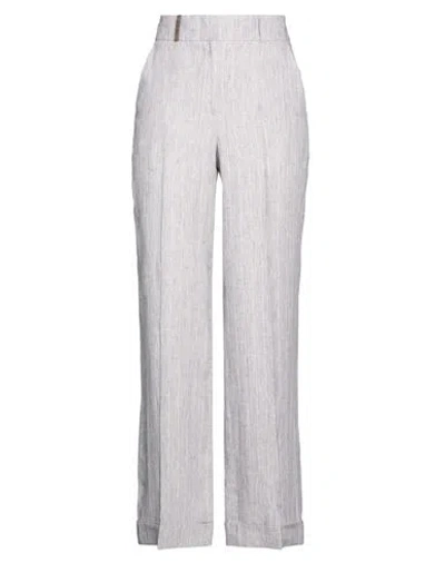 Peserico Woman Pants Grey Size 10 Linen In Gray