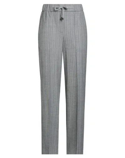 Peserico Woman Pants Grey Size 16 Virgin Wool, Elastane, Merino Wool, Cashmere, Metallic Fiber In Gray