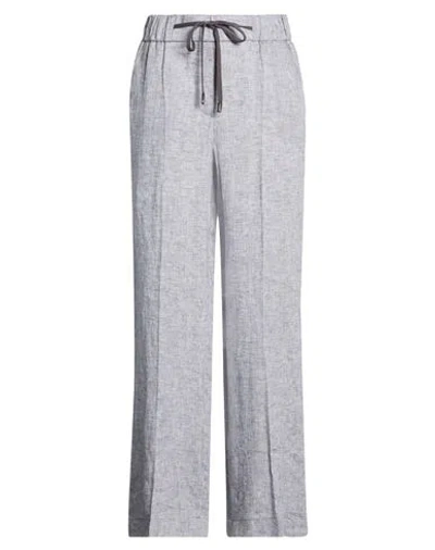 Peserico Woman Pants Grey Size 8 Linen In Gray