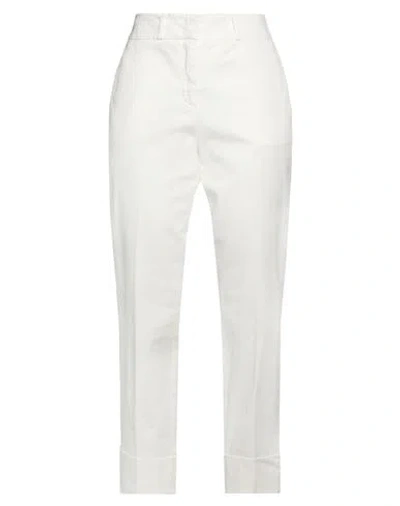 Peserico Woman Pants Ivory Size 10 Cotton, Elastane In White