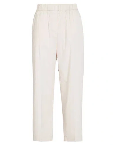 Peserico Woman Pants Ivory Size 10 Cotton, Elastane In White