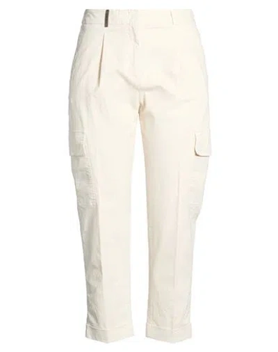 Peserico Woman Pants Ivory Size 10 Cotton, Elastane In White