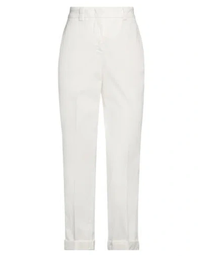 Peserico Woman Pants Ivory Size 14 Cotton, Elastane In White