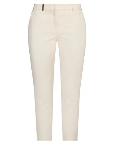 PESERICO PESERICO WOMAN PANTS IVORY SIZE 12 COTTON, ELASTANE
