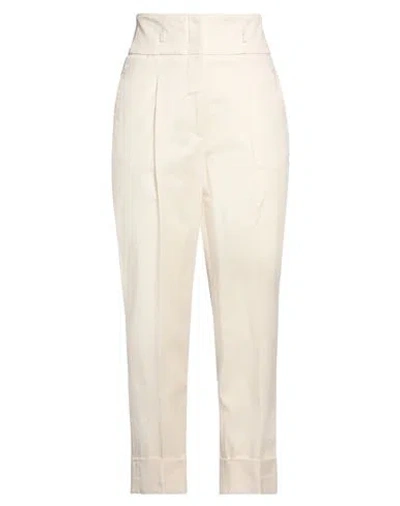 PESERICO PESERICO WOMAN PANTS IVORY SIZE 14 COTTON, ELASTANE