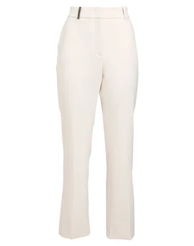 Peserico Woman Pants Ivory Size 10 Polyester, Viscose, Cotton, Elastane In White
