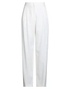 Peserico Woman Pants Ivory Size 12 Polyester, Virgin Wool, Elastane In White