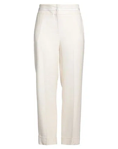 Peserico Woman Pants Ivory Size 8 Cotton, Viscose, Elastane In White