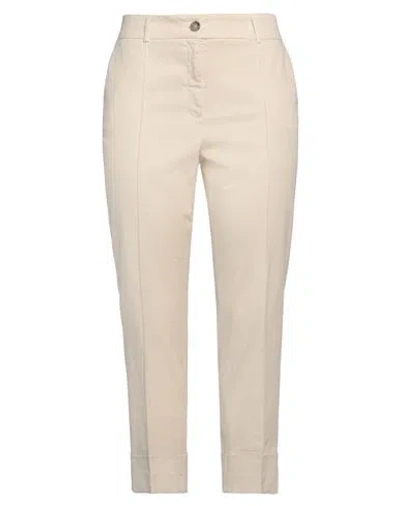 Peserico Easy Woman Pants Beige Size 12 Cotton, Elastane