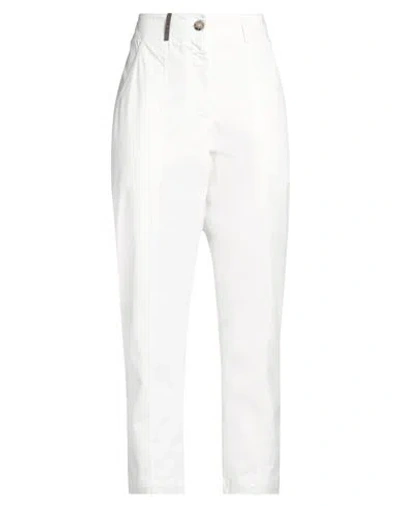 Peserico Woman Pants Off White Size 6 Cotton, Viscose, Elastane