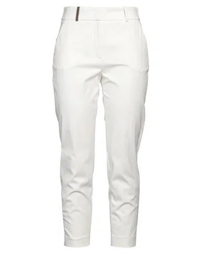 Peserico Easy Woman Pants White Size 6 Cotton, Elastane