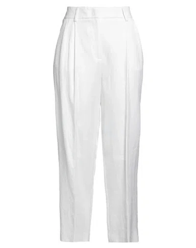 Peserico Easy Woman Pants Ivory Size 6 Linen, Viscose, Elastane In White