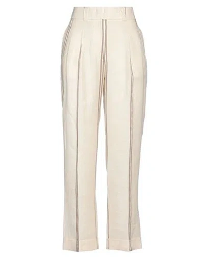 Peserico Woman Pants Ivory Size 14 Linen, Viscose In White