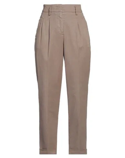 Peserico Woman Pants Khaki Size 2 Cotton, Tencel, Silk, Elastane In Beige