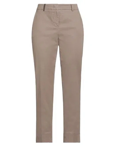 Peserico Woman Pants Khaki Size 12 Cotton, Tencel, Silk, Elastane In Beige