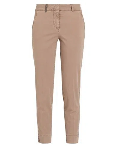 Peserico Woman Pants Khaki Size 2 Cotton, Elastane In Neutral