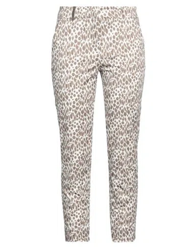 Peserico Woman Pants Khaki Size 6 Cotton, Elastane In Animal Print